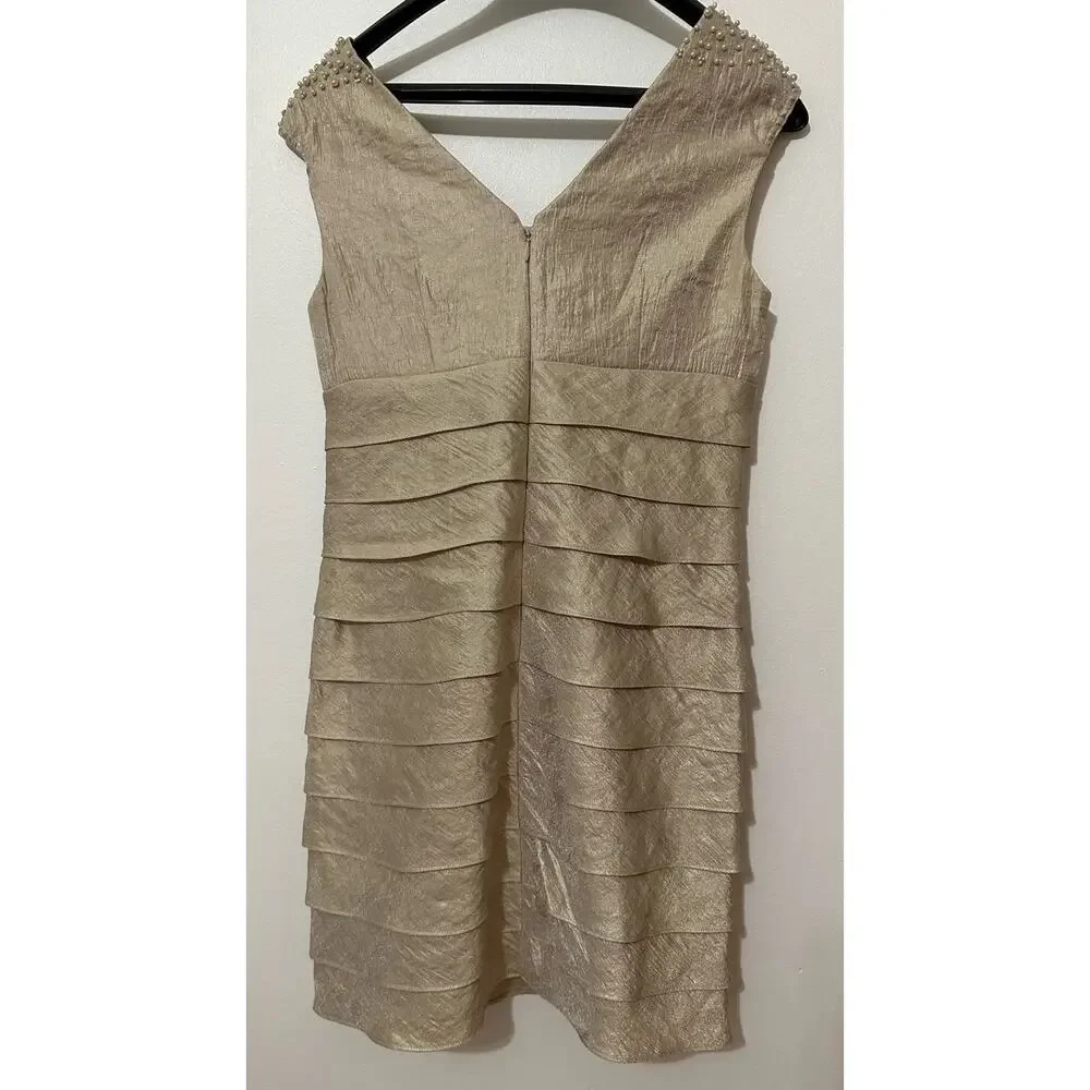 Jessica Howard Ruffle Dress With Pearl Accents 6p